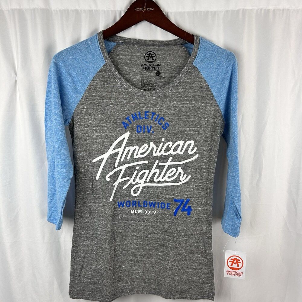 AMERICAN FIGHTER Women's 3/4 Raglan Sleeves T-Shirt Size S QUINN MMA